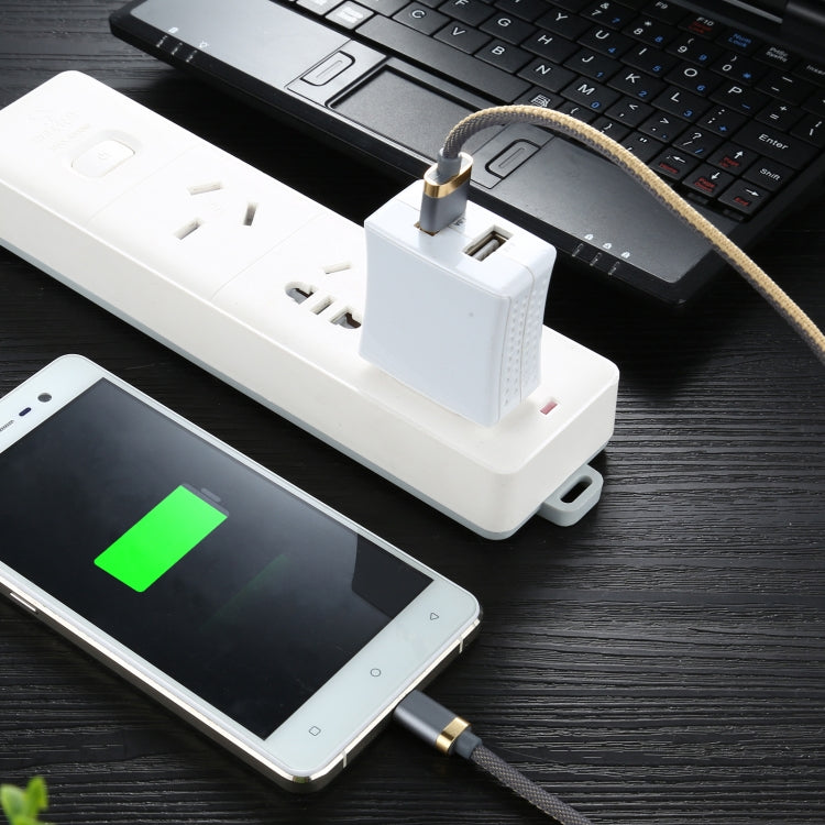 3A USB to Micro USB Two-color Braided Data Cable, Cable Length: 1m