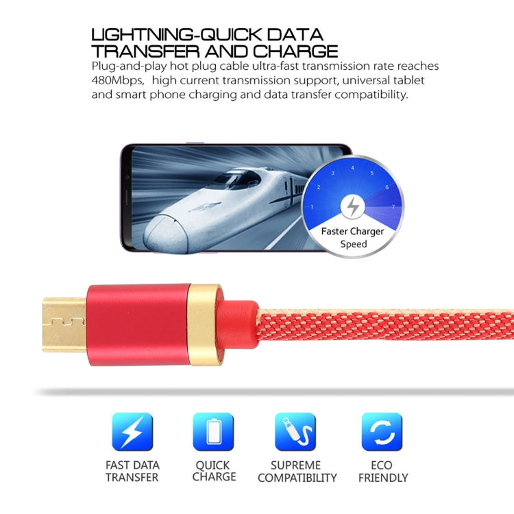 3A USB to Micro USB Two-color Braided Data Cable, Cable Length: 1m