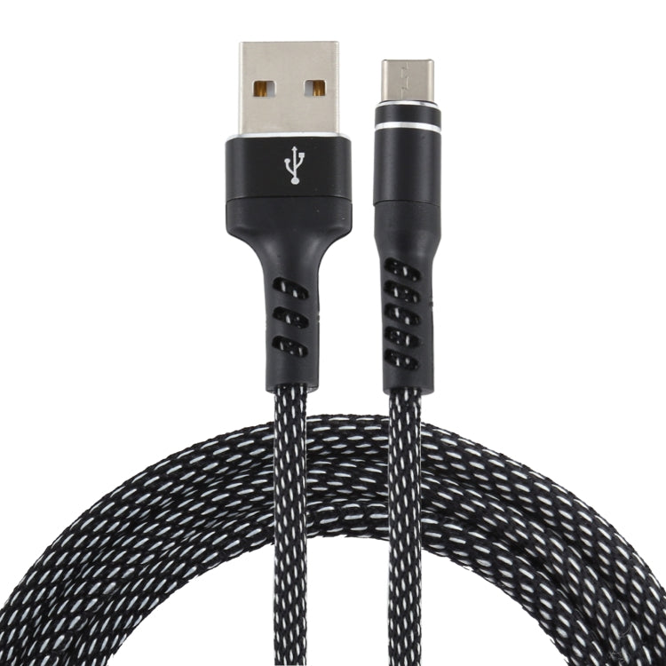 2A USB to USB-C / Type-C Two-color Braided Data Cable, Cable Length: 1m