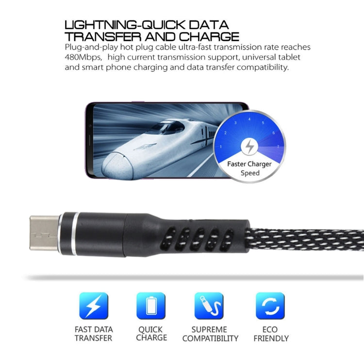 2A USB to Micro USB Two-color Braided Data Cable, Cable Length: 1m