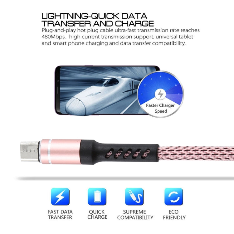 2A USB to Micro USB Two-color Braided Data Cable, Cable Length: 1m