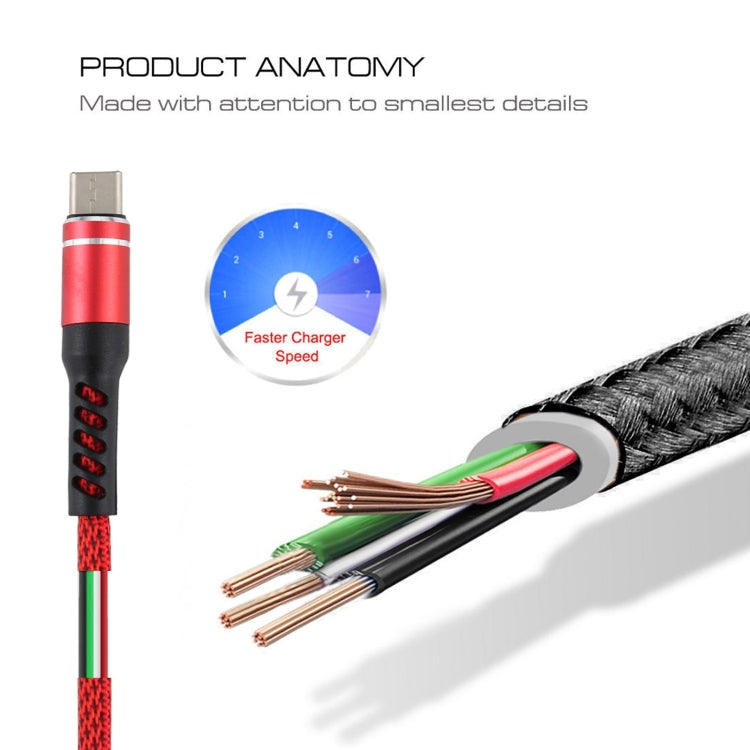 2A USB to Micro USB Two-color Braided Data Cable, Cable Length: 1m