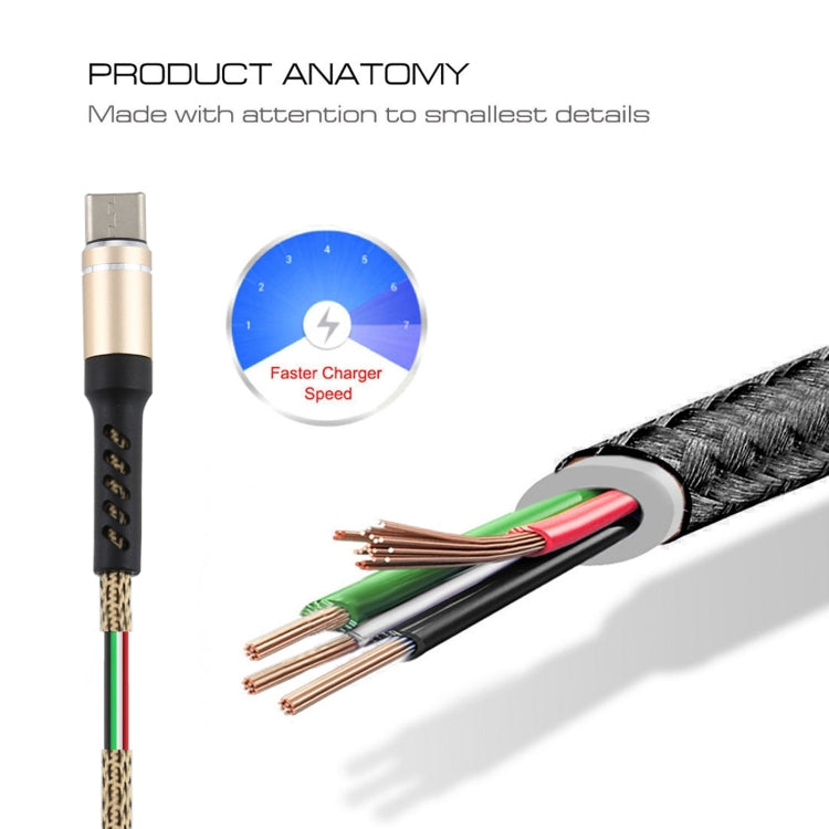 2A USB to Micro USB Two-color Braided Data Cable, Cable Length: 1m
