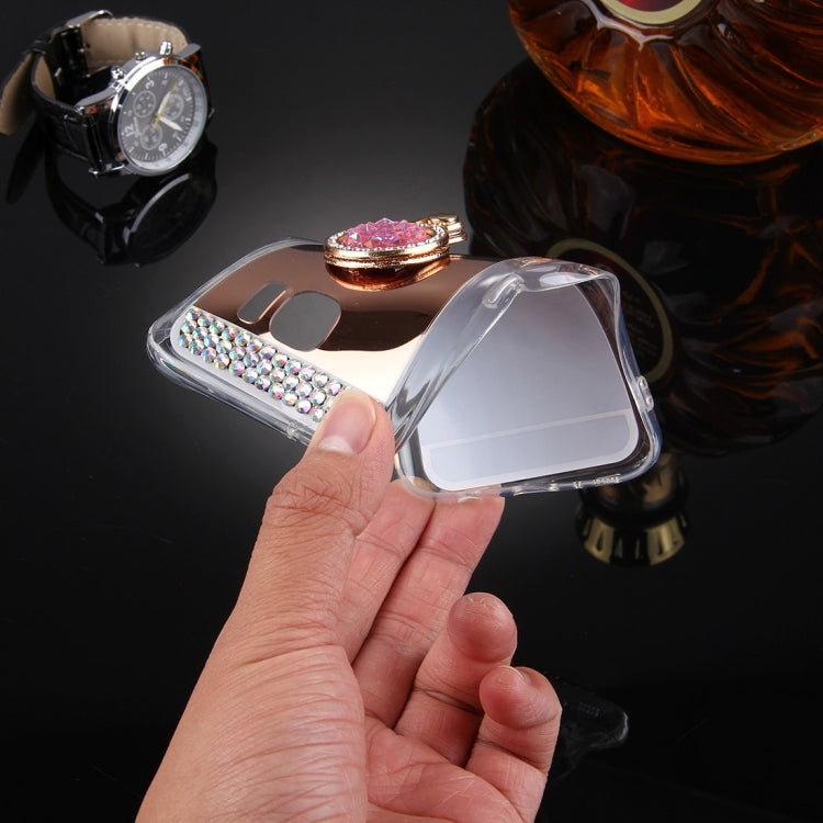 For Galaxy S7 / G930 Diamond Encrusted Electroplating Mirror Protective Cover Case with Hidden Ring Holder
