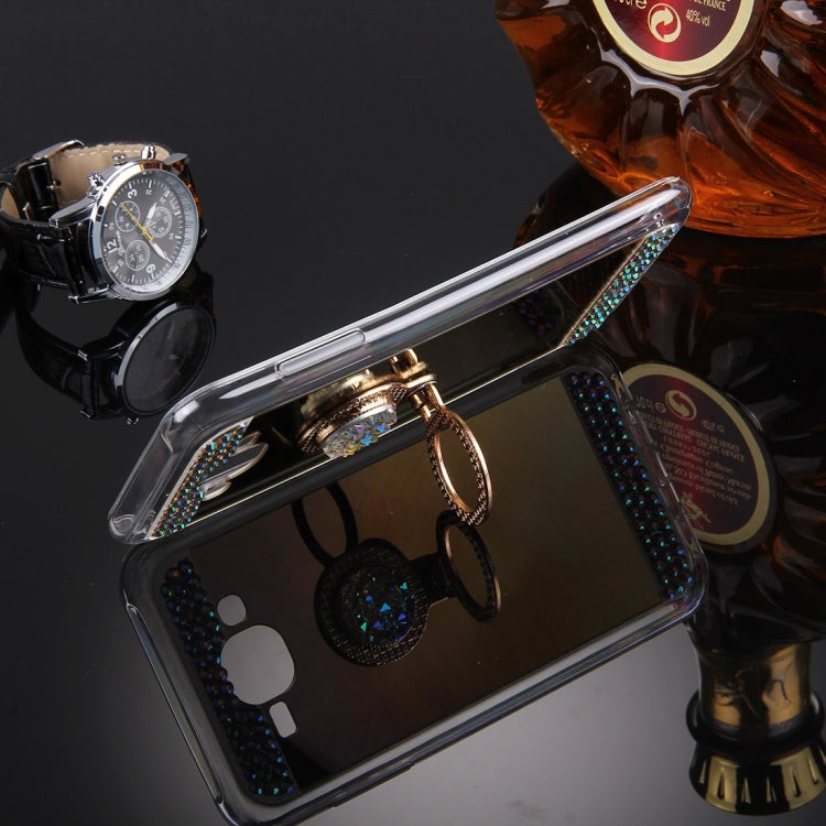 For Galaxy J7 / J700 Diamond Encrusted Electroplating Mirror Protective Cover Case with Hidden Ring Holder