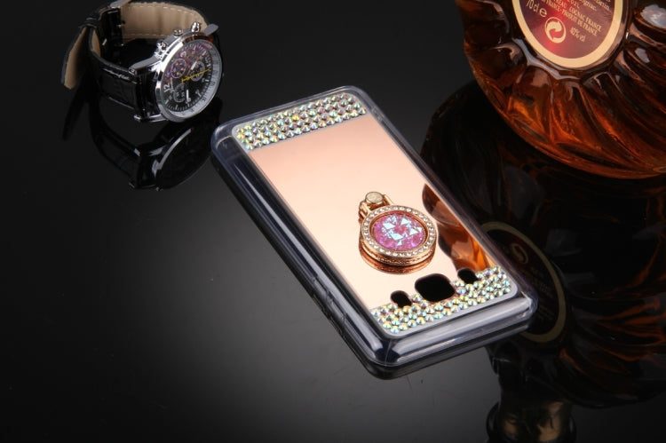 For Galaxy J5 (2016) / J510 Diamond Encrusted Electroplating Mirror Protective Cover Case with Hidden Ring Holder