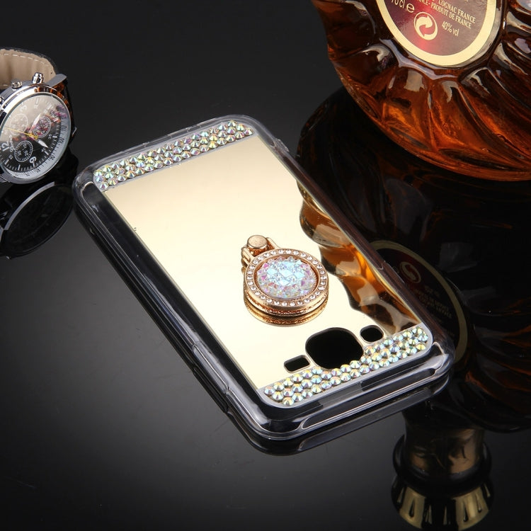 For Galaxy J3 (2016) / J310 Diamond Encrusted Electroplating Mirror Protective Cover Case with Hidden Ring Holder