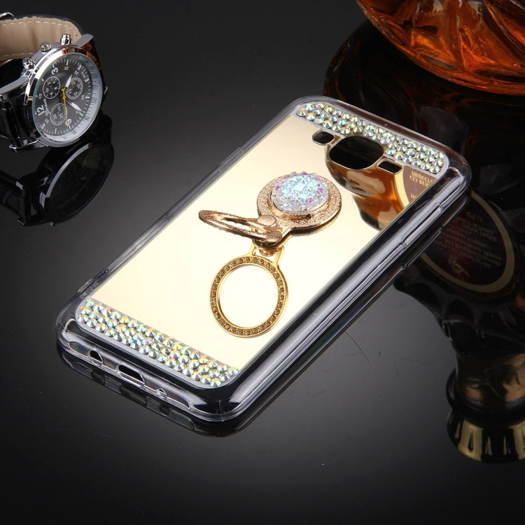 For Galaxy J3 (2016) / J310 Diamond Encrusted Electroplating Mirror Protective Cover Case with Hidden Ring Holder