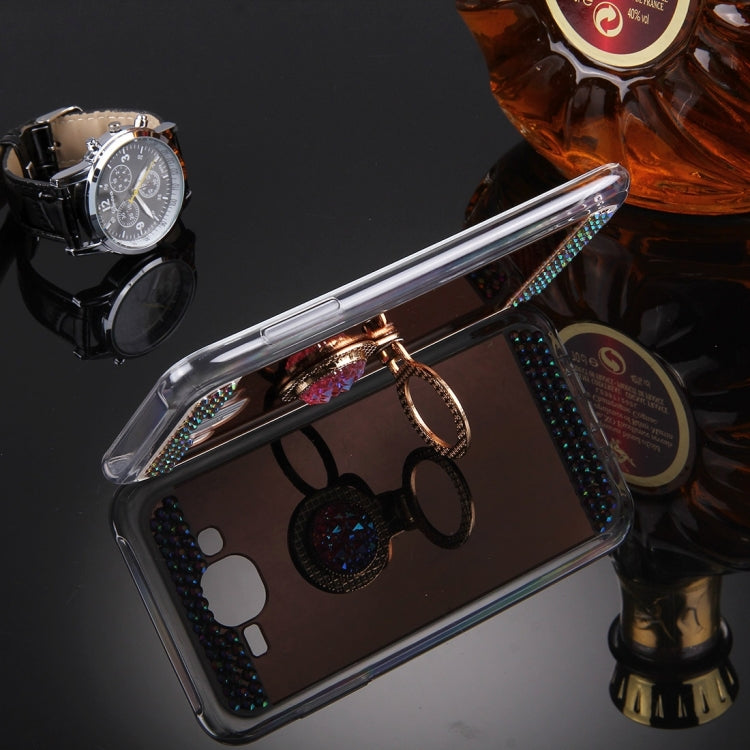 For Galaxy J3 (2016) / J310 Diamond Encrusted Electroplating Mirror Protective Cover Case with Hidden Ring Holder