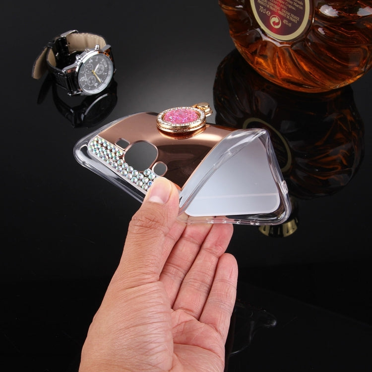 For Galaxy J3 (2016) / J310 Diamond Encrusted Electroplating Mirror Protective Cover Case with Hidden Ring Holder