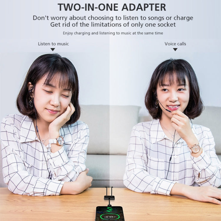YAOMAISI Q17 12cm 2.4A Output 3.5mm Female + USB-C / Type-C Female to USB-C / Type-C Male Charge + Audio Adapter, For Galaxy S8 & S8 + / LG G6 / Huawei P10 & P10 Plus / Oneplus 5 / Xiaomi Mi6 & Max 2 and other Smartphones