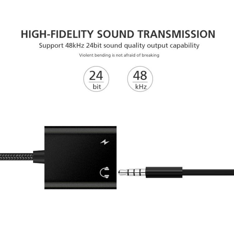 YAOMAISI Q17 12cm 2.4A Output 3.5mm Female + USB-C / Type-C Female to USB-C / Type-C Male Charge + Audio Adapter, For Galaxy S8 & S8 + / LG G6 / Huawei P10 & P10 Plus / Oneplus 5 / Xiaomi Mi6 & Max 2 and other Smartphones