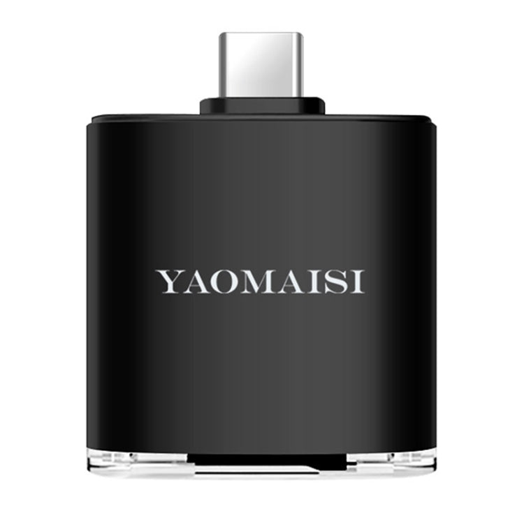 YAOMAISI Q23 SD Card + TF Card to Type-C Zinc Alloy Memory Card Reader (Black)