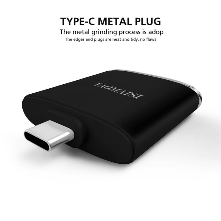 YAOMAISI Q23 SD Card + TF Card to Type-C Zinc Alloy Memory Card Reader (Black)