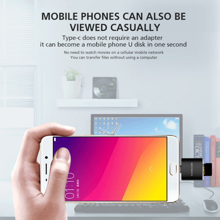 YAOMAISI Q23 SD Card + TF Card to Type-C Zinc Alloy Memory Card Reader (Black)