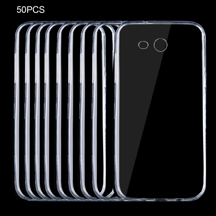50 PCS for Galaxy J3 (2017) (US Version) 0.75mm Ultra-thin Transparent TPU Protective Case(Transparent)
