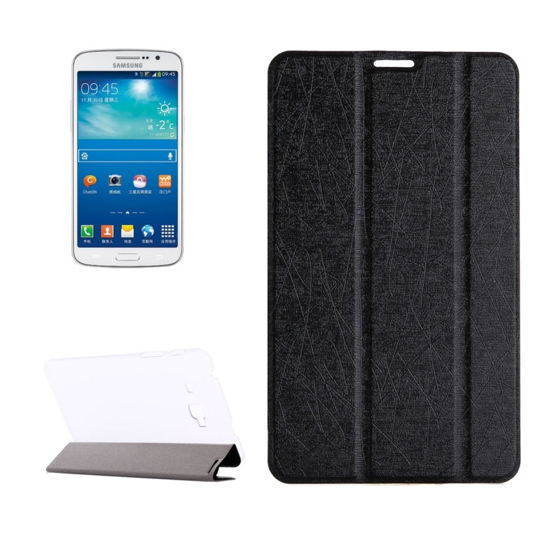 For Galaxy J Max 7.0 inch Oracle Bone Texture Transparent Back Cover Horizontal Flip Leather Case with Three-folding Holder
