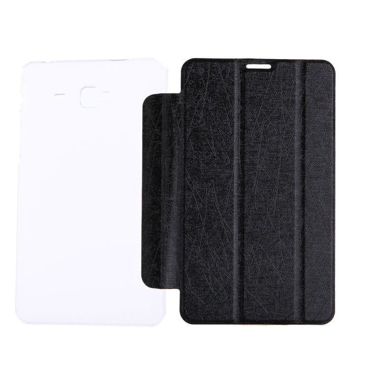 For Galaxy J Max 7.0 inch Oracle Bone Texture Transparent Back Cover Horizontal Flip Leather Case with Three-folding Holder