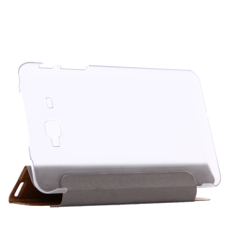 For Galaxy J Max 7.0 inch Oracle Bone Texture Transparent Back Cover Horizontal Flip Leather Case with Three-folding Holder