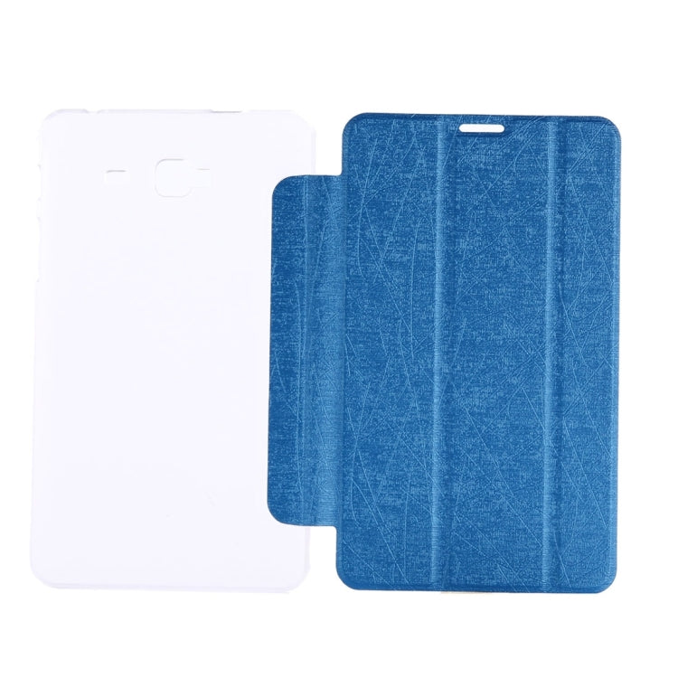 For Galaxy J Max 7.0 inch Oracle Bone Texture Transparent Back Cover Horizontal Flip Leather Case with Three-folding Holder