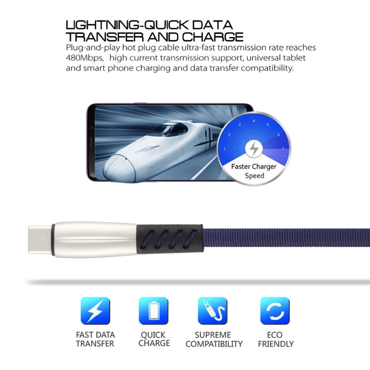 3A USB to USB-C / Type-C Shark Data Cable, Cable Length: 1m