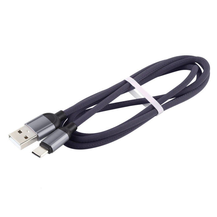 3A USB to USB-C / Type-C Braided Data Cable, Cable Length: 1m