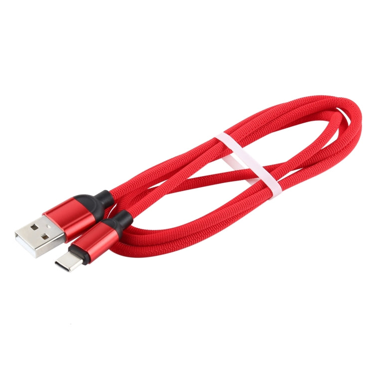 3A USB to USB-C / Type-C Braided Data Cable, Cable Length: 1m