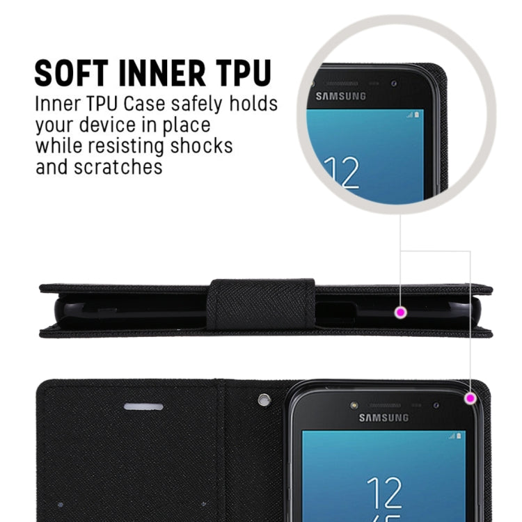 GOOSPERY FANCY DIARY Series for Galaxy J2 Pro (2018) Cross Texture Horizontal Flip Leather Case with Holder