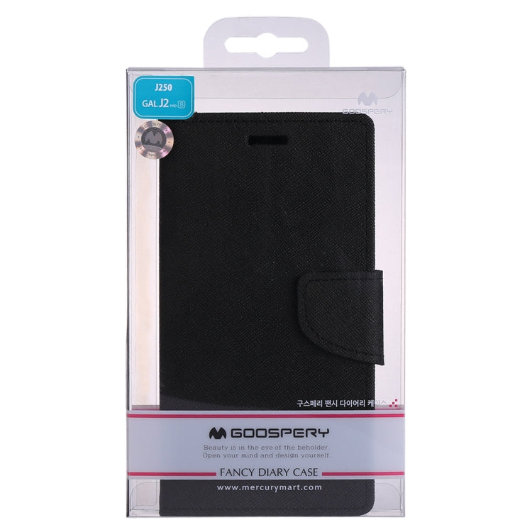 GOOSPERY FANCY DIARY Series for Galaxy J2 Pro (2018) Cross Texture Horizontal Flip Leather Case with Holder