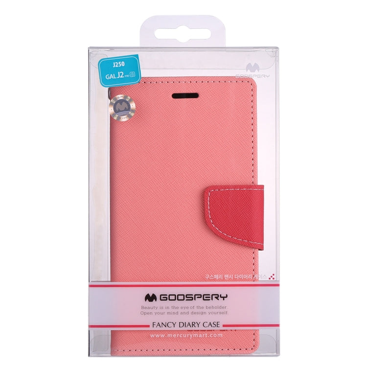 GOOSPERY FANCY DIARY Series for Galaxy J2 Pro (2018) Cross Texture Horizontal Flip Leather Case with Holder