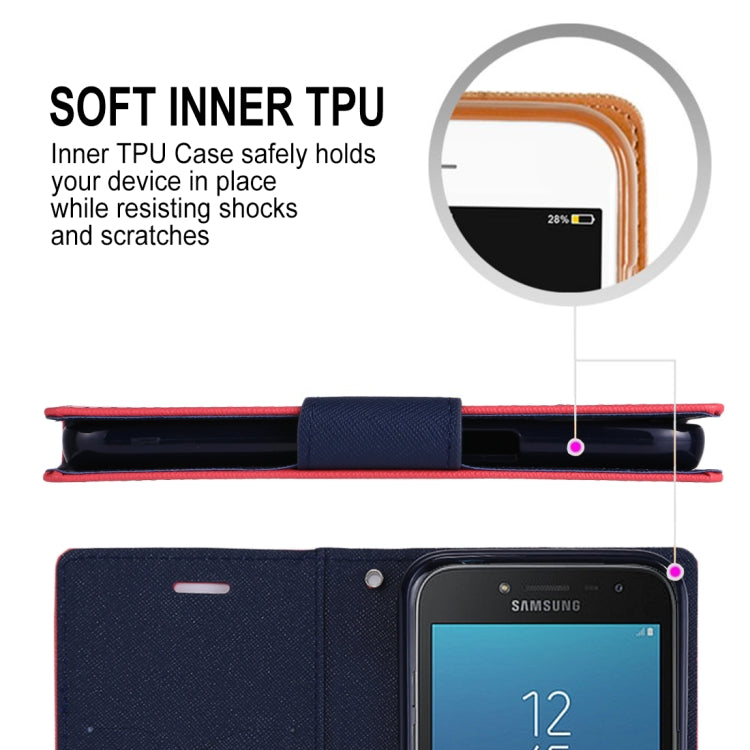 GOOSPERY FANCY DIARY Series for Galaxy J2 Pro (2018) Cross Texture Horizontal Flip Leather Case with Holder