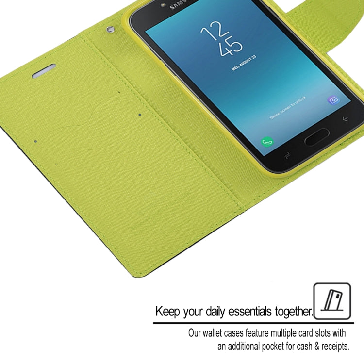 GOOSPERY FANCY DIARY Series for Galaxy J2 Pro (2018) Cross Texture Horizontal Flip Leather Case with Holder
