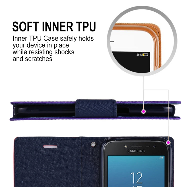 GOOSPERY FANCY DIARY Series for Galaxy J2 Pro (2018) Cross Texture Horizontal Flip Leather Case with Holder