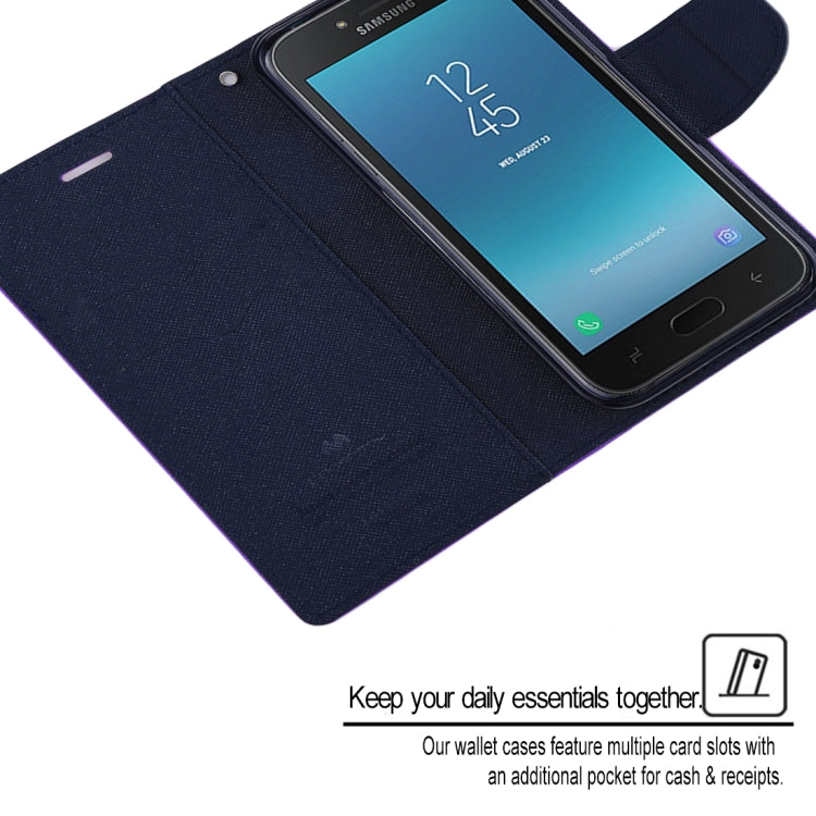 GOOSPERY FANCY DIARY Series for Galaxy J2 Pro (2018) Cross Texture Horizontal Flip Leather Case with Holder