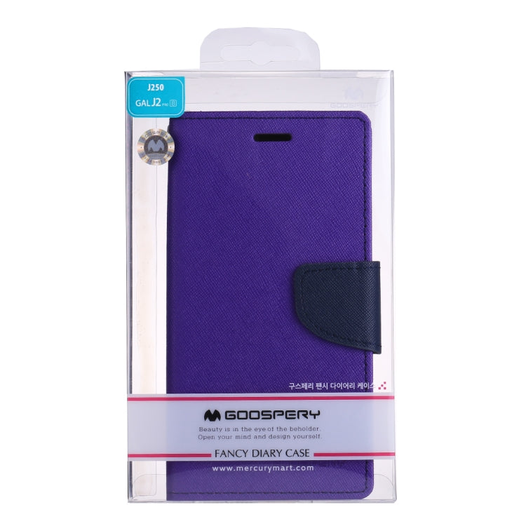 GOOSPERY FANCY DIARY Series for Galaxy J2 Pro (2018) Cross Texture Horizontal Flip Leather Case with Holder
