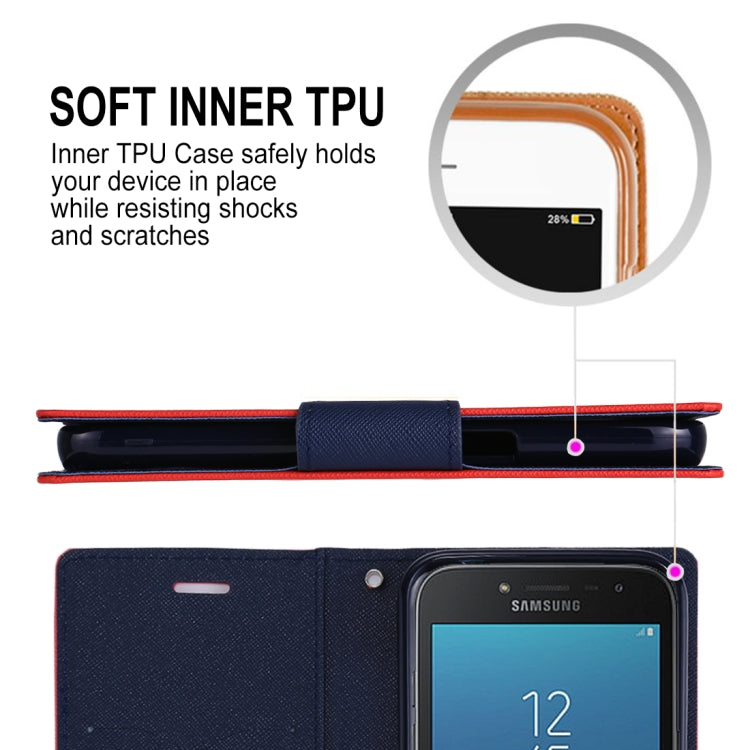 GOOSPERY FANCY DIARY Series for Galaxy J2 Pro (2018) Cross Texture Horizontal Flip Leather Case with Holder