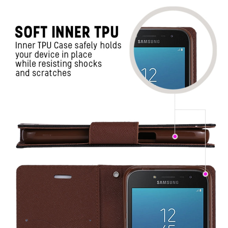 GOOSPERY FANCY DIARY Series for Galaxy J2 Pro (2018) Cross Texture Horizontal Flip Leather Case with Holder