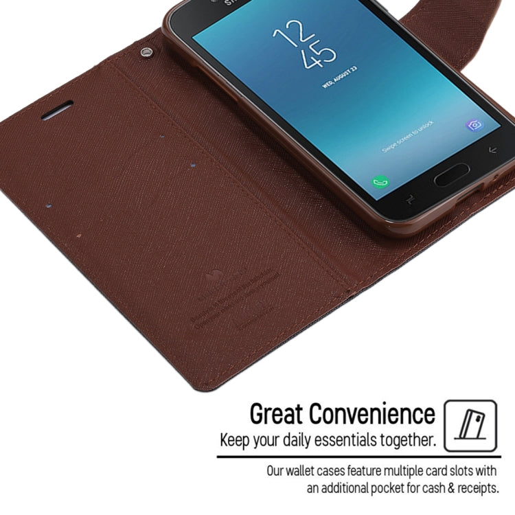 GOOSPERY FANCY DIARY Series for Galaxy J2 Pro (2018) Cross Texture Horizontal Flip Leather Case with Holder