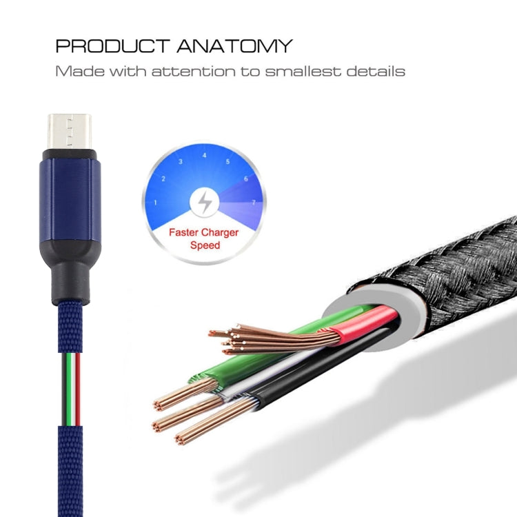 3A USB to Micro USB Braided Data Cable, Cable Length: 1m