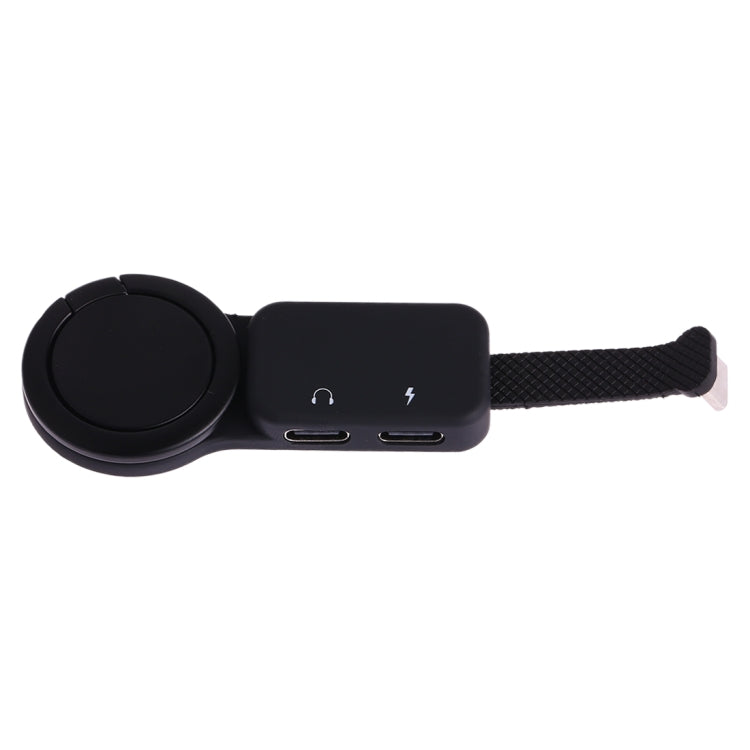 5V 3A Dual USB-C Digital Ring Holder Audio Adapter (Black)