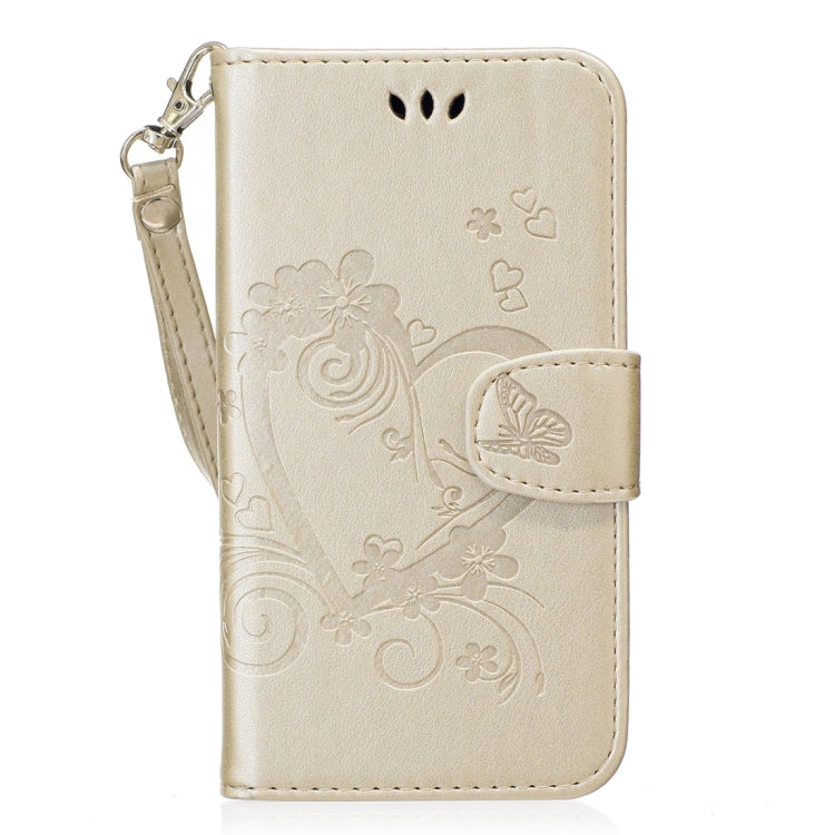 For Galaxy J3 (2017) / J330 ( US Version) Pressed Flowers Butterfly Love Pattern Horizontal Flip Leather Case with Holder & Card Slots & Wallet & Lanyard