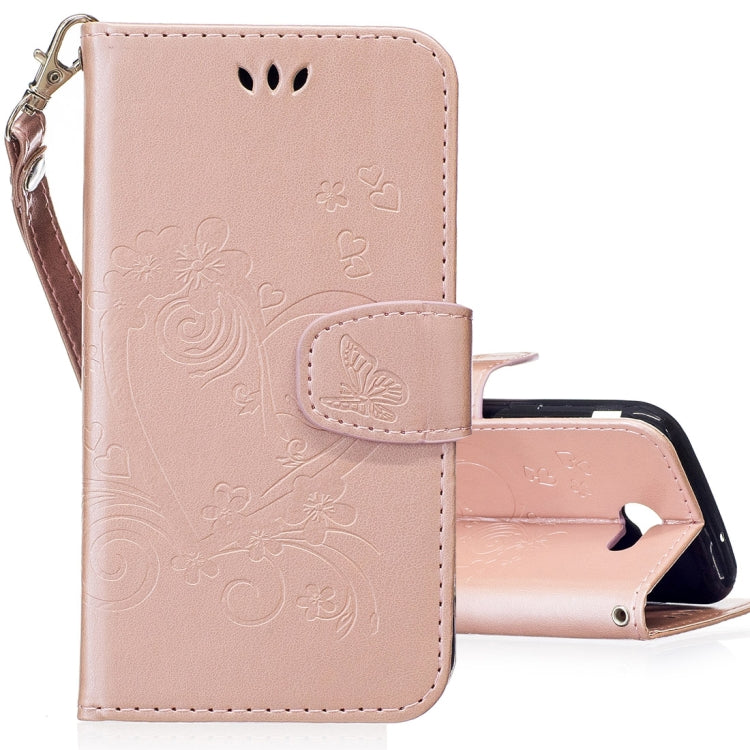 For Galaxy J3 (2017) / J330 ( US Version) Pressed Flowers Butterfly Love Pattern Horizontal Flip Leather Case with Holder & Card Slots & Wallet & Lanyard