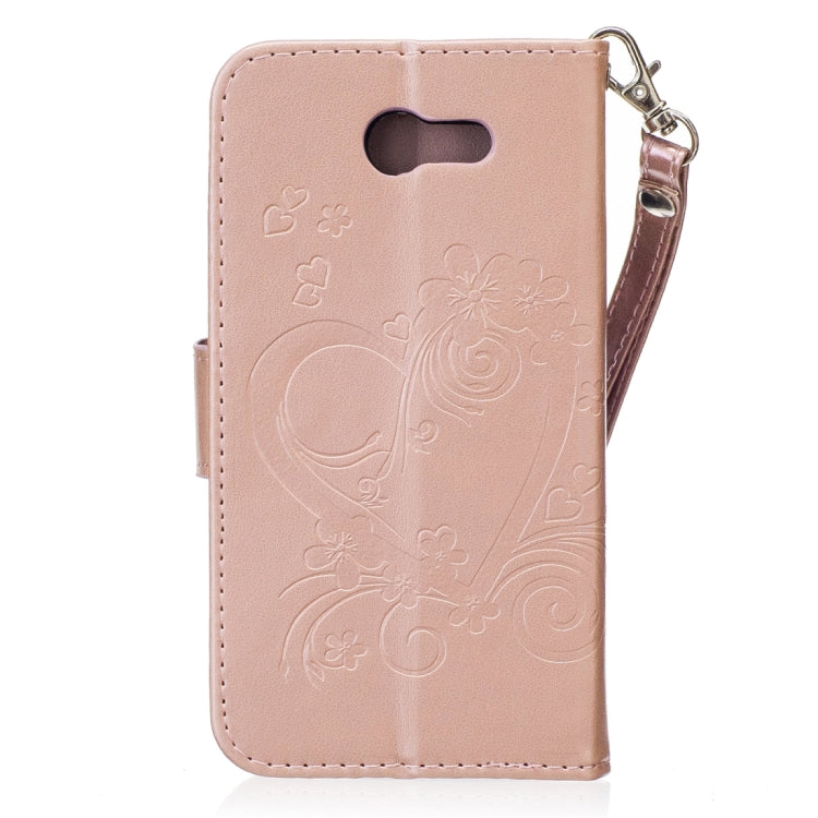 For Galaxy J3 (2017) / J330 ( US Version) Pressed Flowers Butterfly Love Pattern Horizontal Flip Leather Case with Holder & Card Slots & Wallet & Lanyard