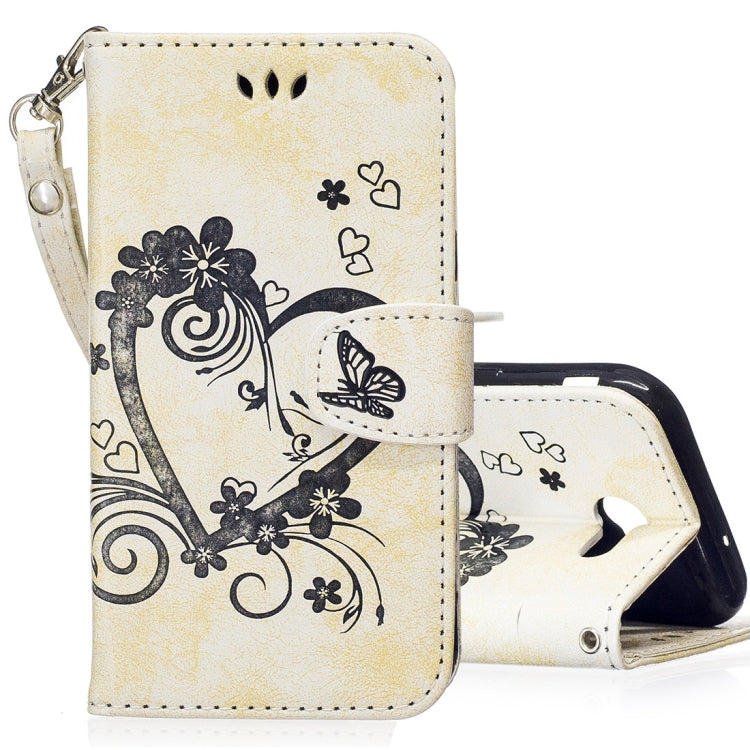 For Galaxy J3 (2017) / J330 ( US Version) Pressed Flowers Butterfly Love Pattern Horizontal Flip Leather Case with Holder & Card Slots & Wallet & Lanyard