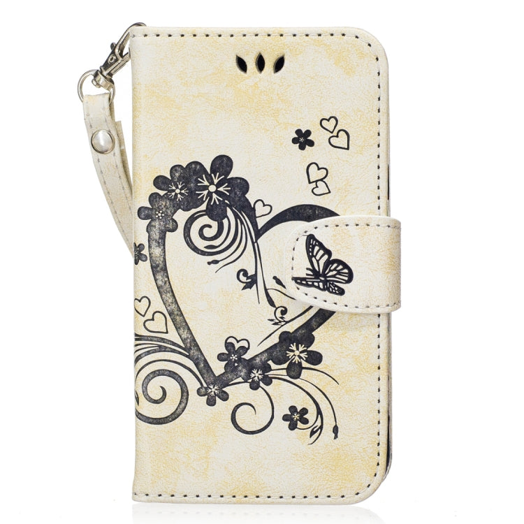 For Galaxy J3 (2017) / J330 ( US Version) Pressed Flowers Butterfly Love Pattern Horizontal Flip Leather Case with Holder & Card Slots & Wallet & Lanyard