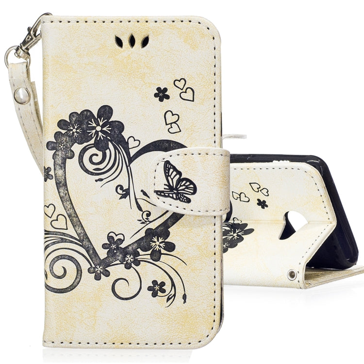 For Galaxy J5 (2017) / J530 ( US Version) Pressed Flowers Butterfly Love Pattern Horizontal Flip Leather Case with Holder & Card Slots & Wallet & Lanyard