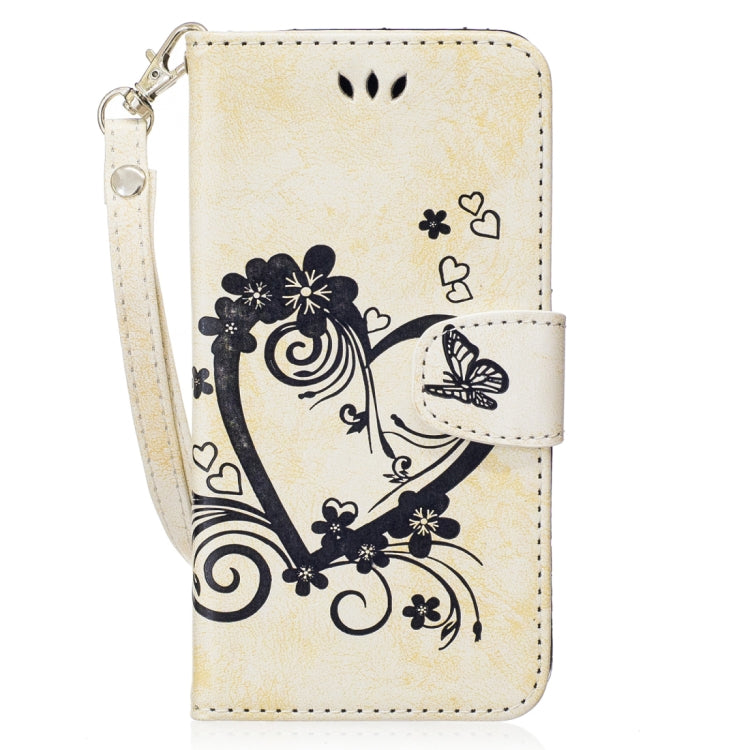 For Galaxy J5 (2017) / J530 ( US Version) Pressed Flowers Butterfly Love Pattern Horizontal Flip Leather Case with Holder & Card Slots & Wallet & Lanyard