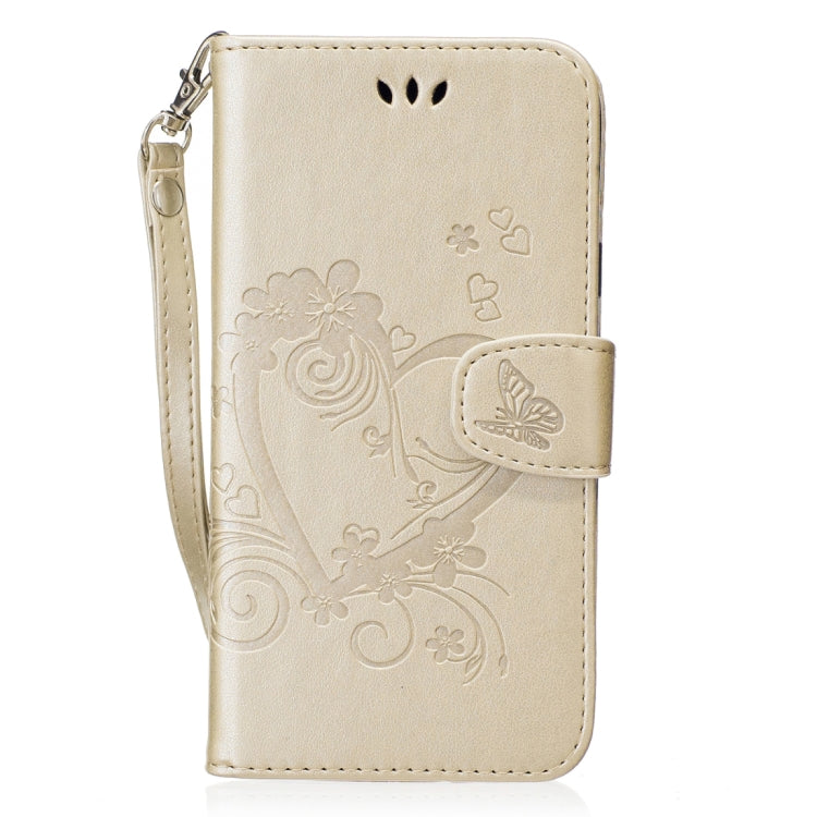 For Galaxy J7 (2017) / J730 ( US Version) Pressed Flowers Butterfly Love Pattern Horizontal Flip Leather Case with Holder & Card Slots & Wallet & Lanyard