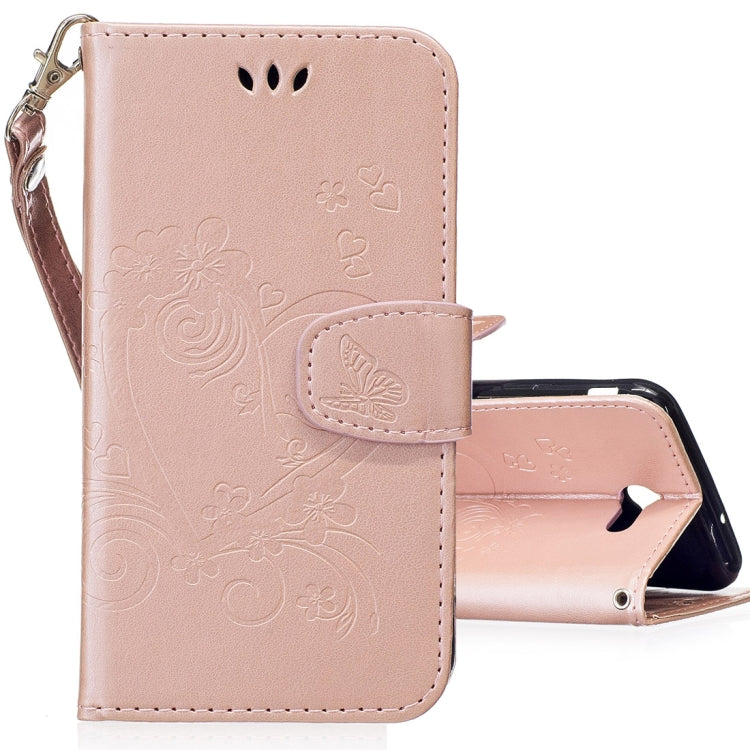 For Galaxy J7 (2017) / J730 ( US Version) Pressed Flowers Butterfly Love Pattern Horizontal Flip Leather Case with Holder & Card Slots & Wallet & Lanyard