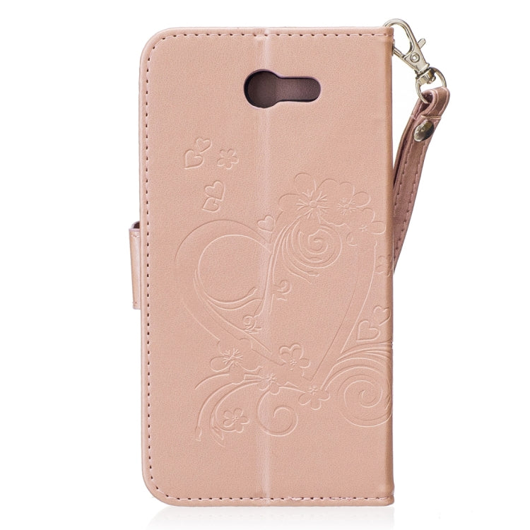 For Galaxy J7 (2017) / J730 ( US Version) Pressed Flowers Butterfly Love Pattern Horizontal Flip Leather Case with Holder & Card Slots & Wallet & Lanyard